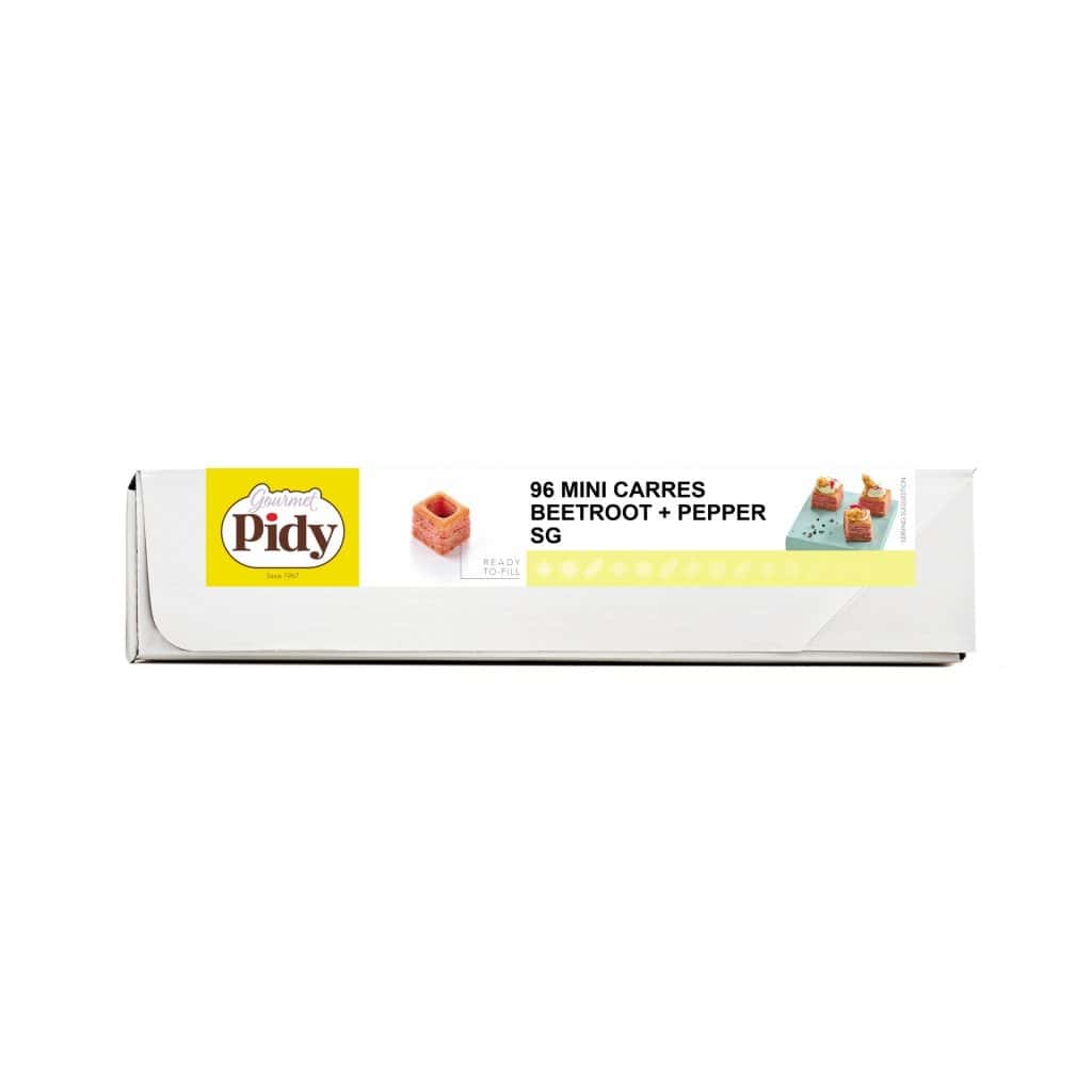 96 Puff Pastry Mini Square Beetroot & Pepper 3.2cm