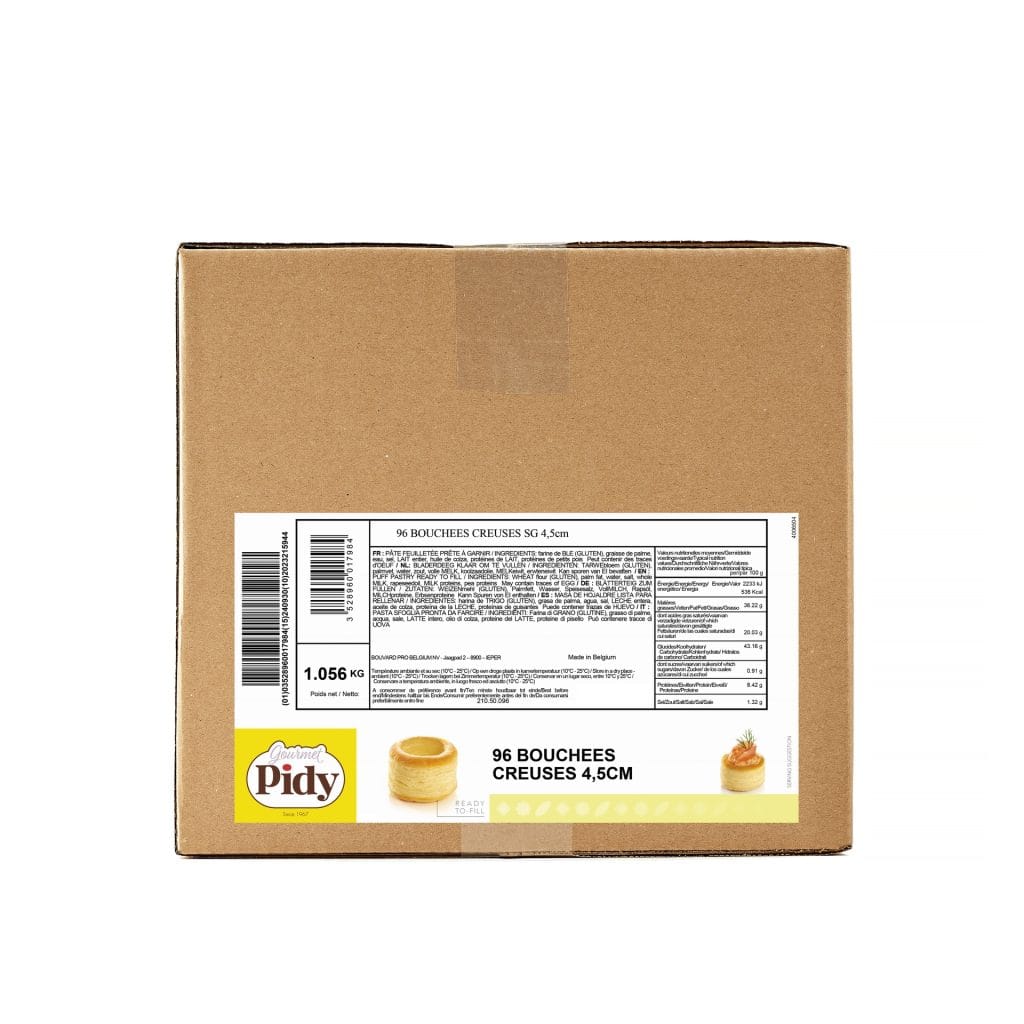 96 Mini Puff Pastry Shells Straight Sided Neutral 4.5cm