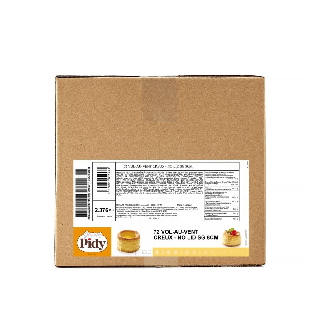 72 Vol Au Vent Puff Pastry Shells Without Lid 8cm