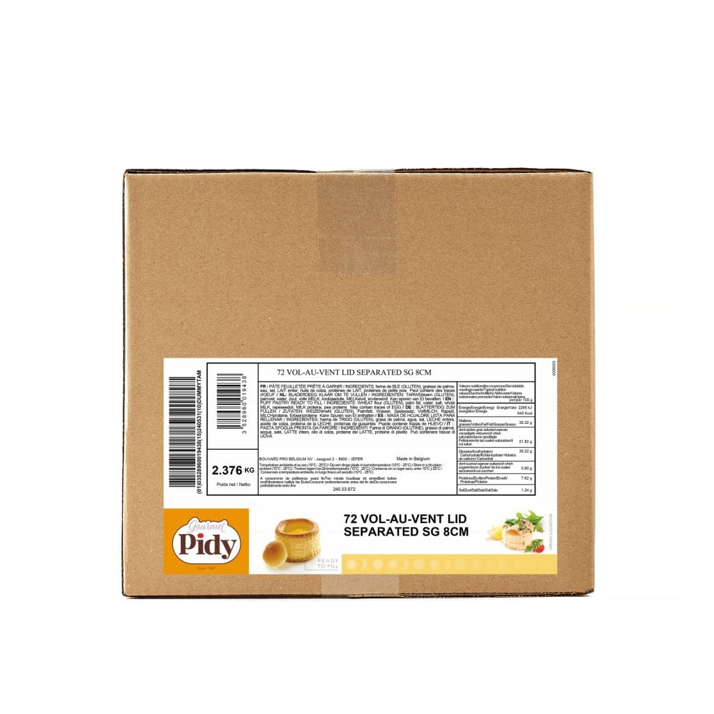 72 Vol Au Vent Puff Pastry Shells With Separated Lid 8cm