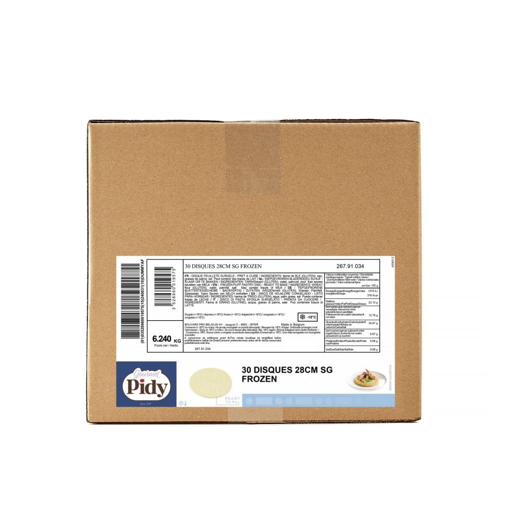 30 Raw Puff Pastry Bases Neutral Ø28cm