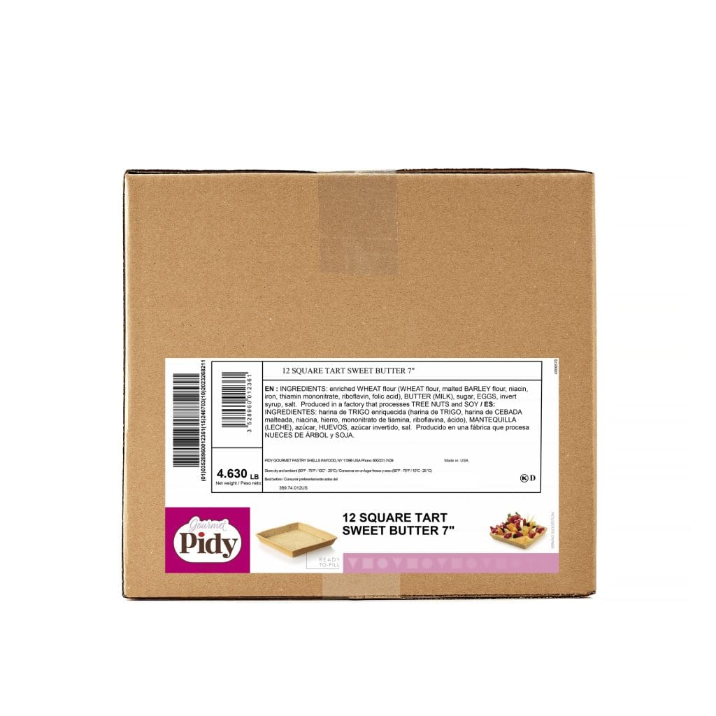 12 Shortcrust Square Shaped Tarts 17.5cm