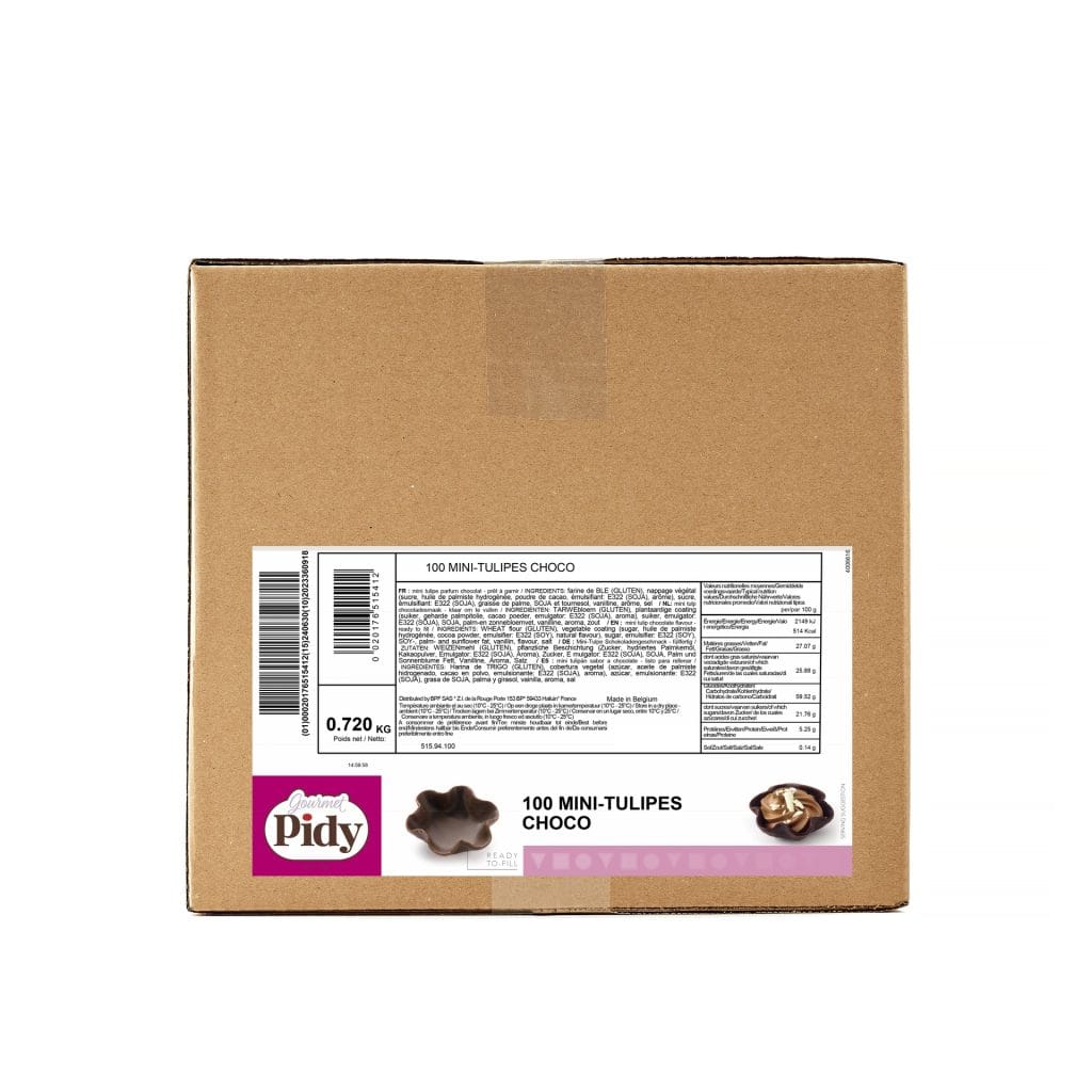 100 Waffle Dough Pastry Mini Tulipes Chocolate 5.5cm