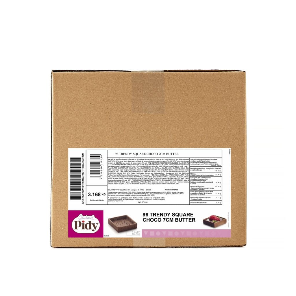 96 Trendy Square Shortcrust Tartlets Choco 7cm