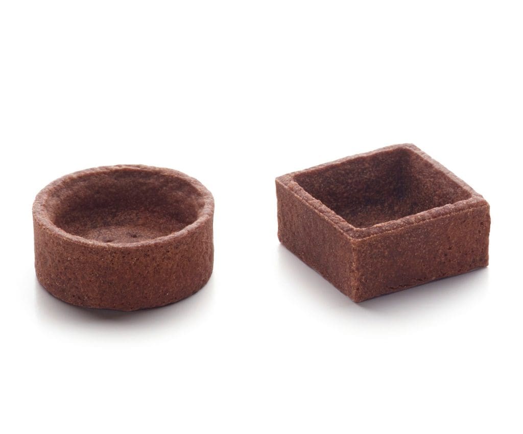 96 Assorted Mini Trendy Shortcrust Tartlets Choco Rnd/sq 4cm