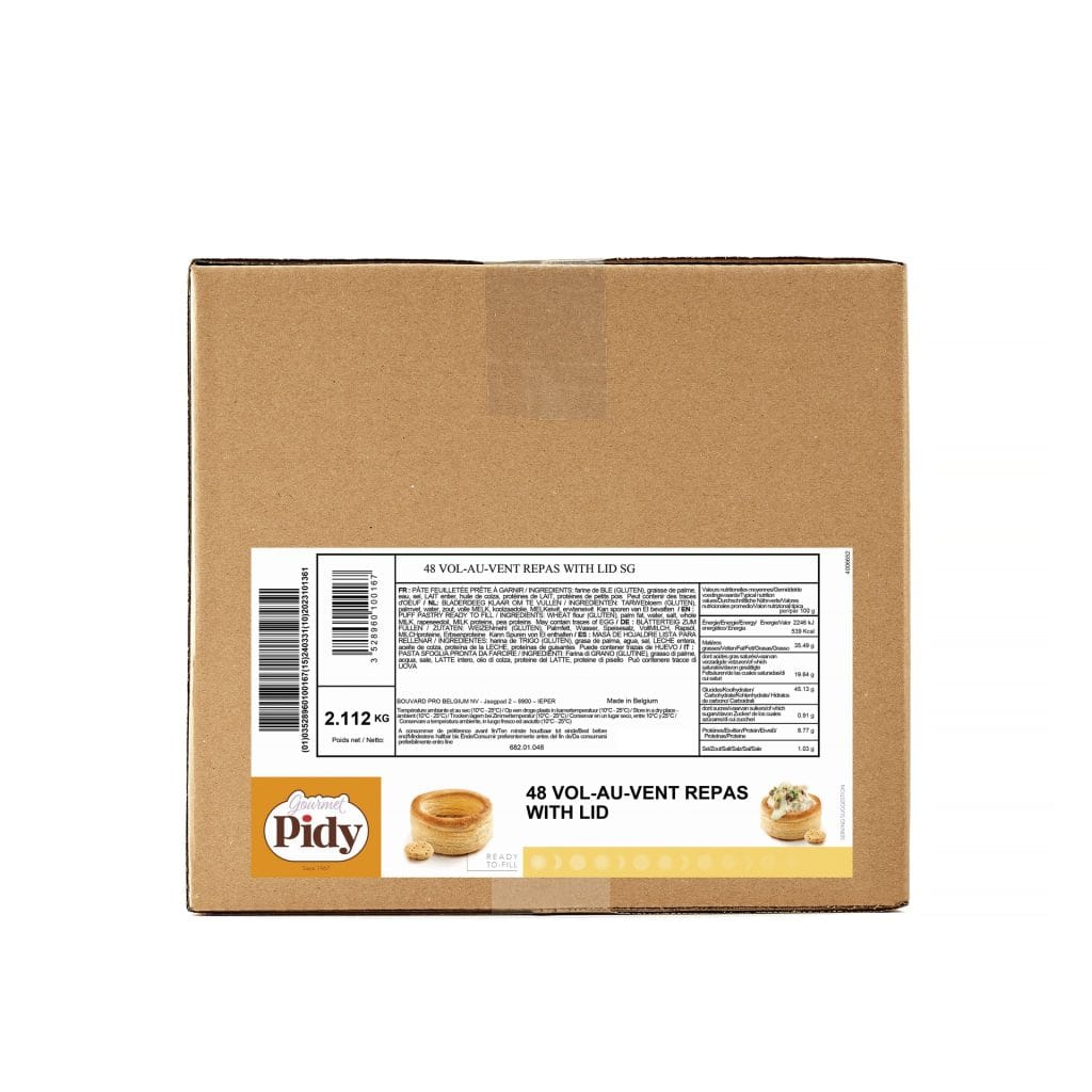 48 Vol-au-vent Puff Pastry Shells Meal With Lid 9.5cm