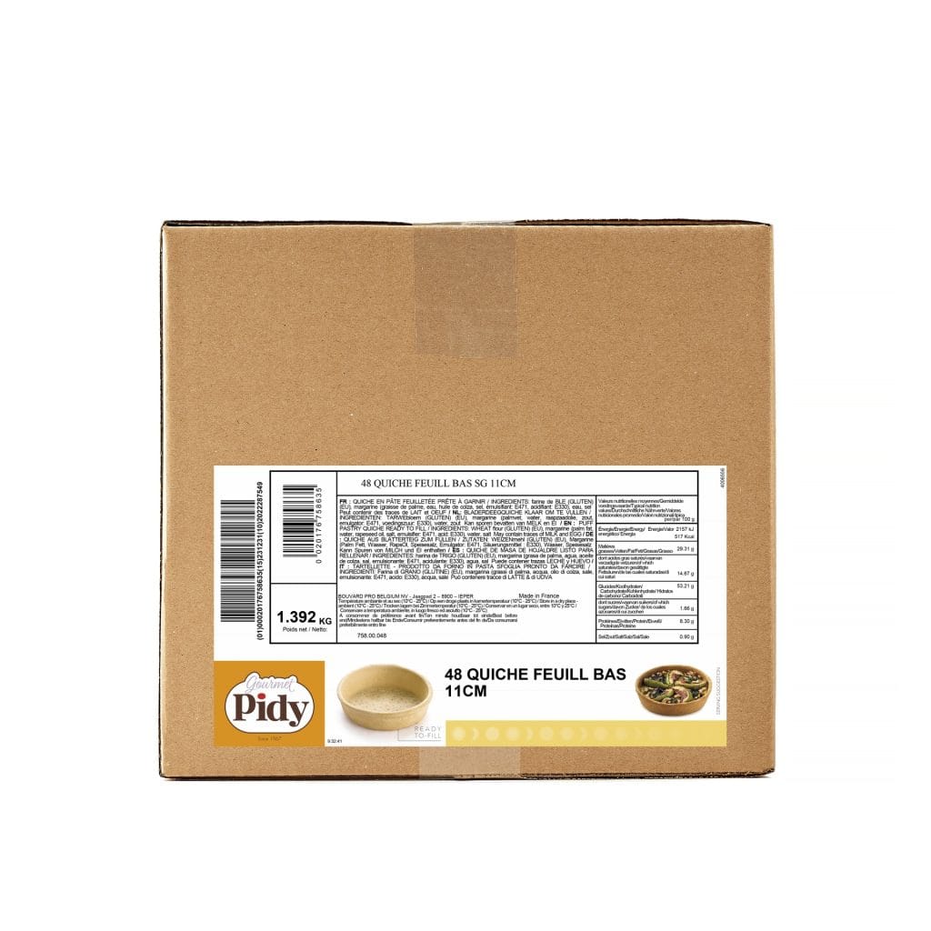 48 Puff Pastry Quiche Cases Low Edges 11cm