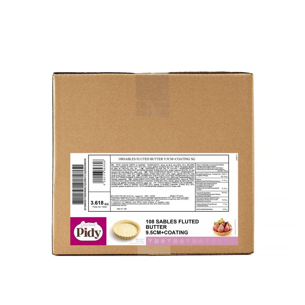 108 Shortcrust Tartlets Fluted Butter + Coating 9.5cm