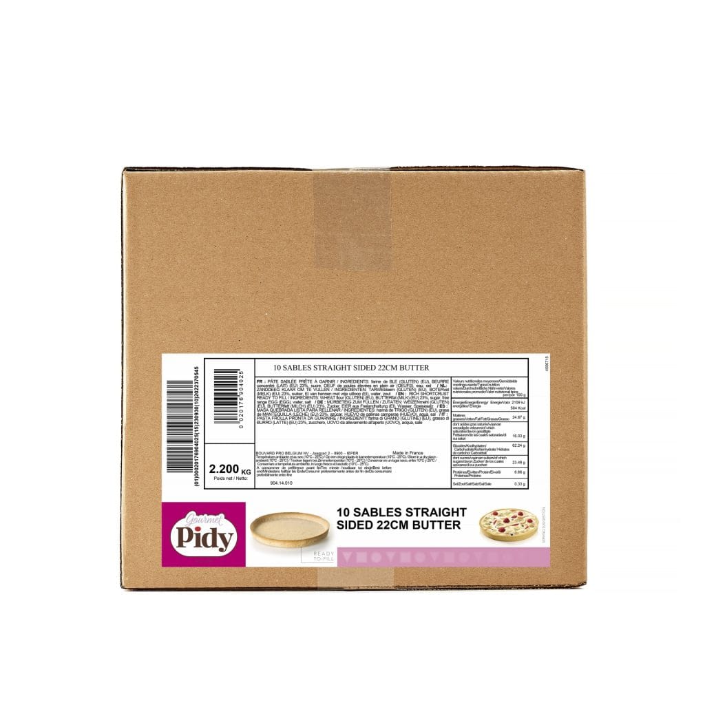 10 Shortcrust Tarts Straight Sided Butter 22cm