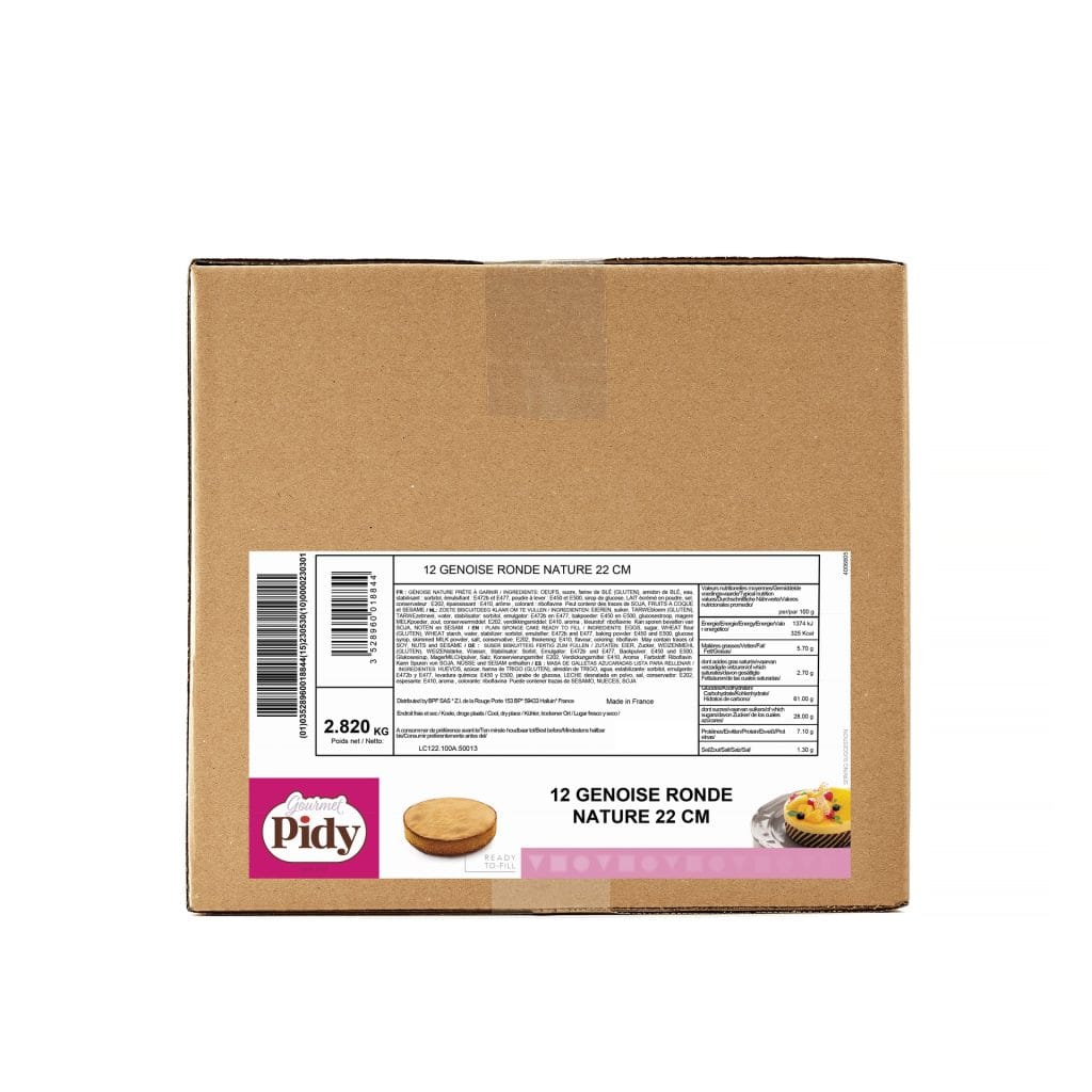 12×1 Sponge Cakes Round Sweet 22cm Flowpack