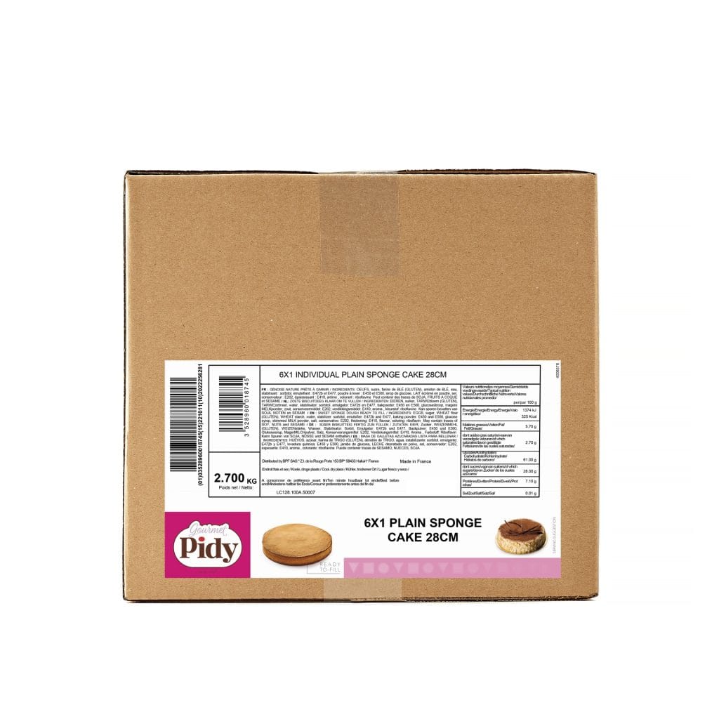 6×1 Sponge Cakes Round Sweet 28cm Flowpack