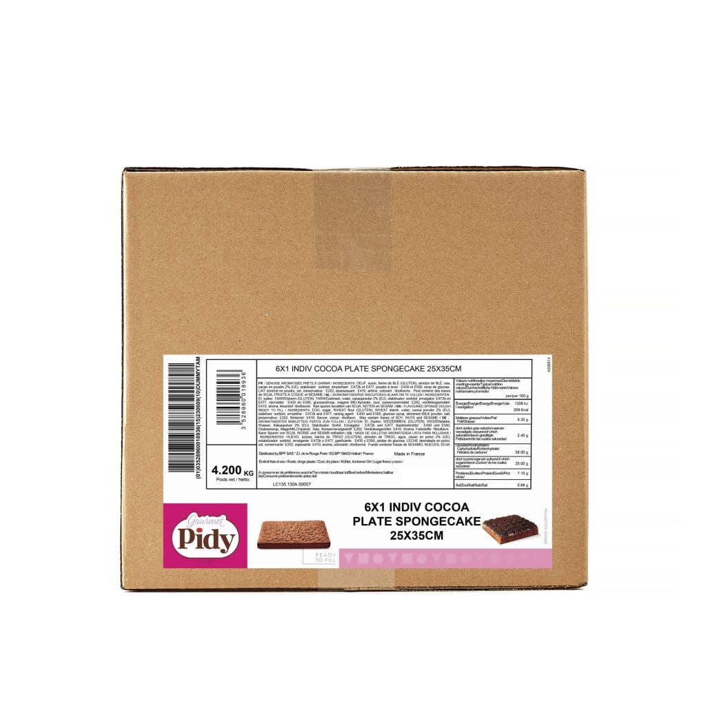 6×1 Sponge Cake 1/2 Blocks Choco Flowpack