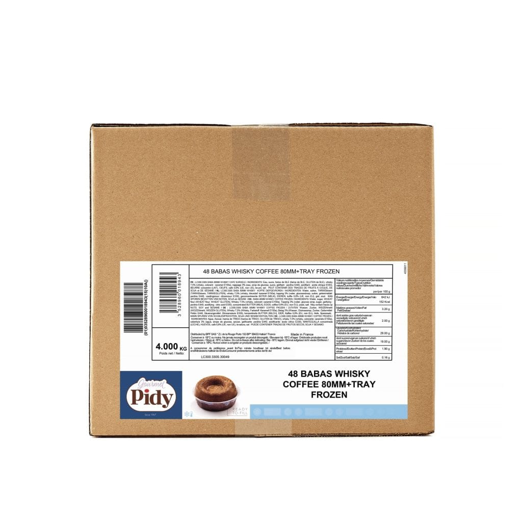 48 Babas Whisky Coffee + Tray Frozen Ø8cm